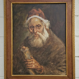 European 'Man Holding Scroll' Oil On Canvas In Frame