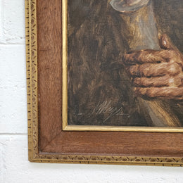 European 'Man Holding Scroll' Oil On Canvas In Frame