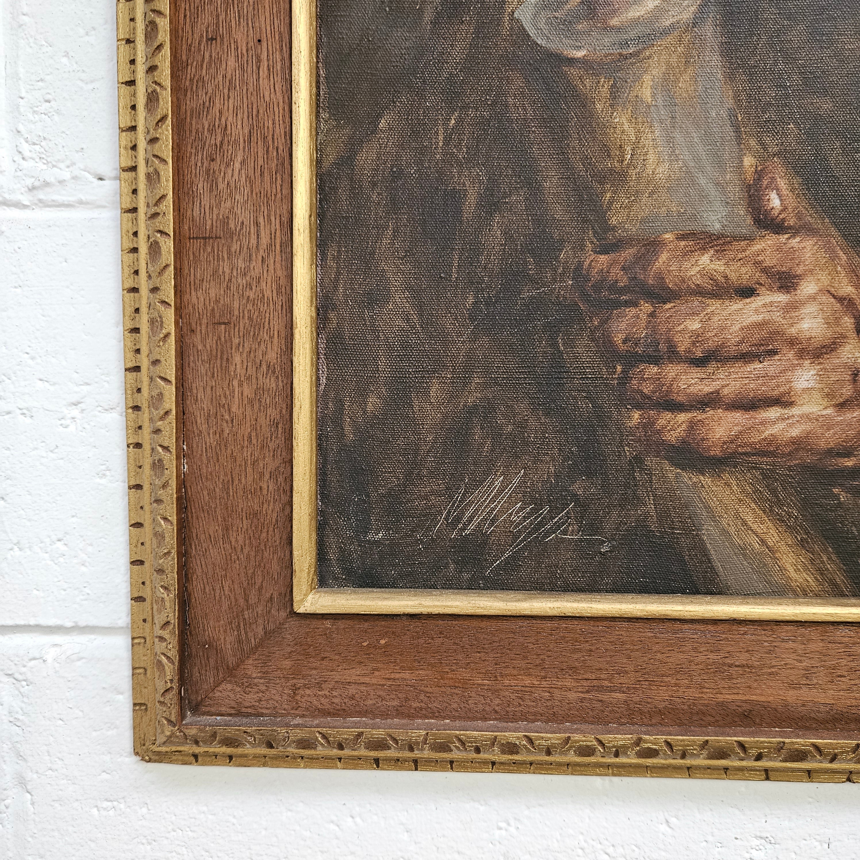 European 'Man Holding Scroll' Oil On Canvas In Frame | Antique & Vintage | Moonee Ponds Antiques | Australia Wide Delivery