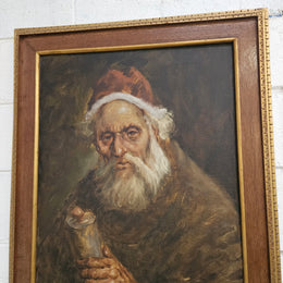 European 'Man Holding Scroll' Oil On Canvas In Frame