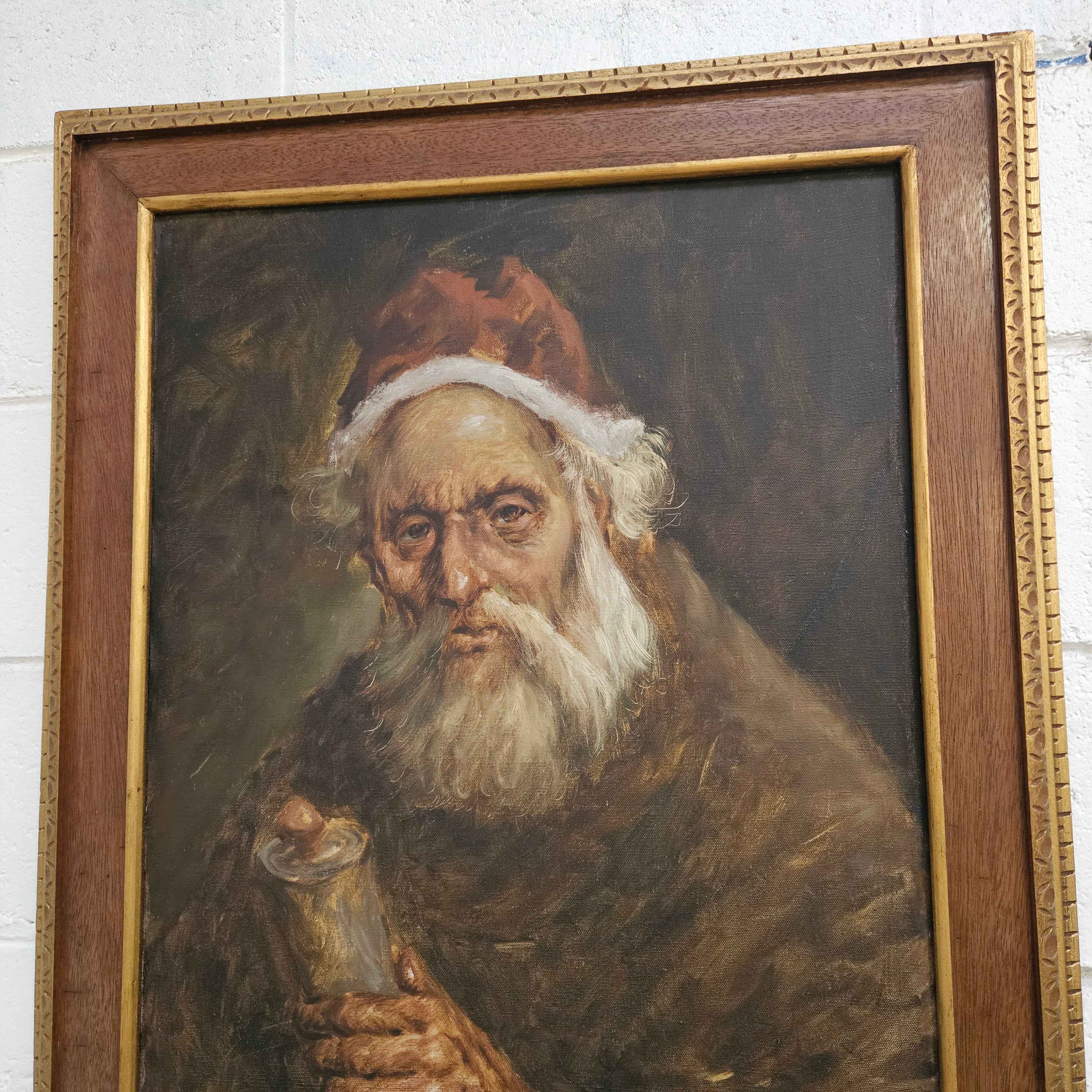 European 'Man Holding Scroll' Oil On Canvas In Frame | Antique & Vintage | Moonee Ponds Antiques | Australia Wide Delivery