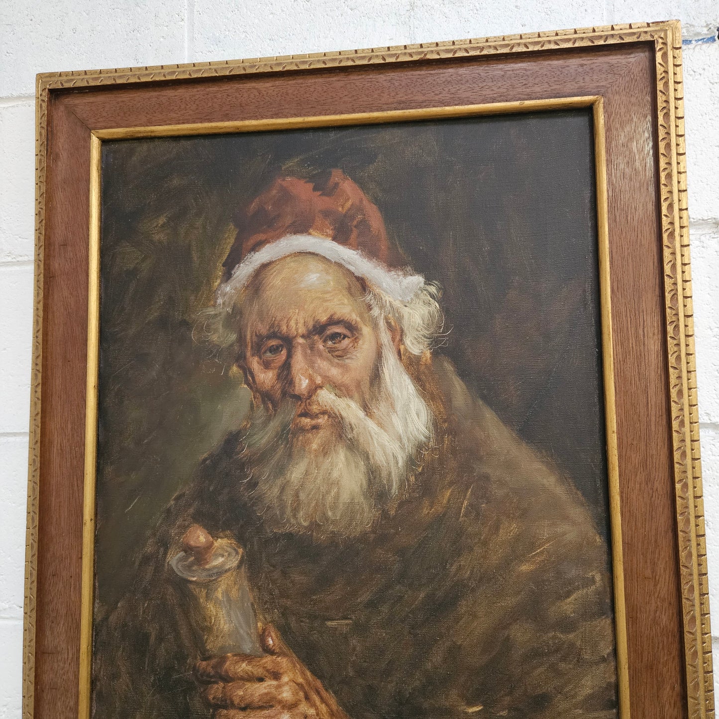 European 'Man Holding Scroll' Oil On Canvas In Frame