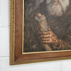 European 'Man Holding Scroll' Oil On Canvas In Frame | Antique & Vintage | Moonee Ponds Antiques | Australia Wide Delivery