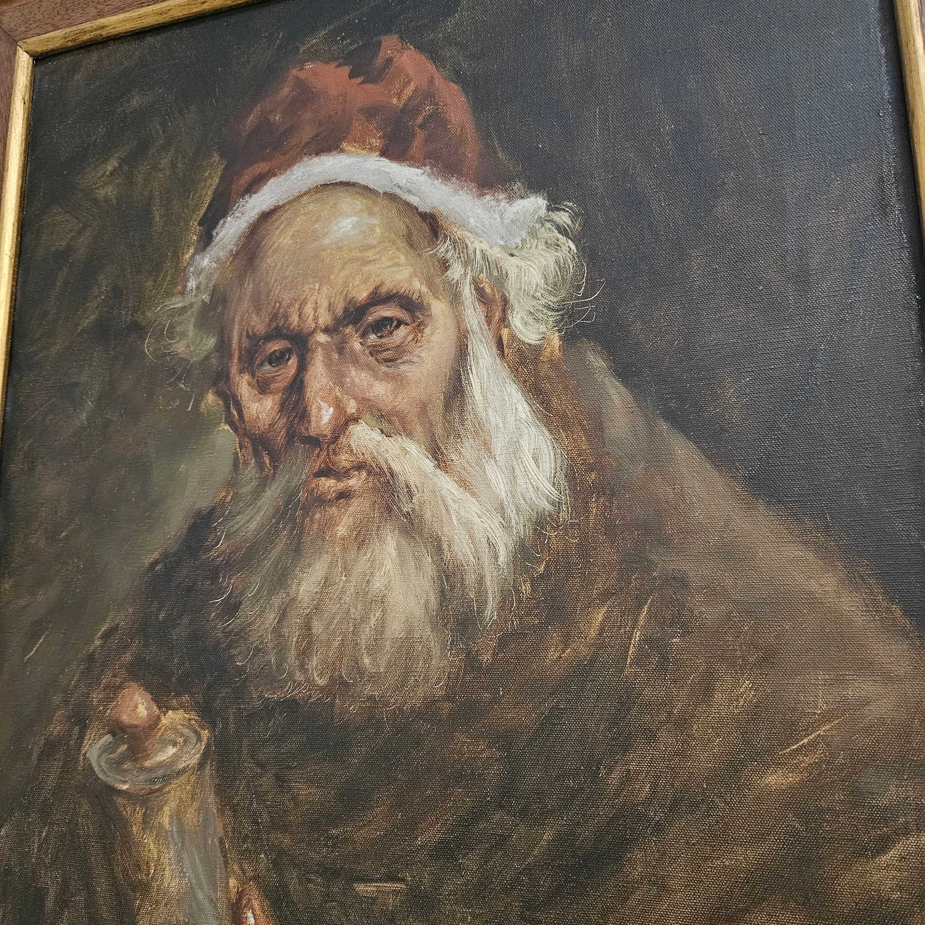 European 'Man Holding Scroll' Oil On Canvas In Frame | Antique & Vintage | Moonee Ponds Antiques | Australia Wide Delivery