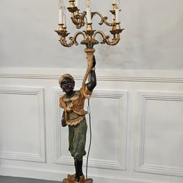 Sourced From France 10 Arm Blackamoor Floor Lamp