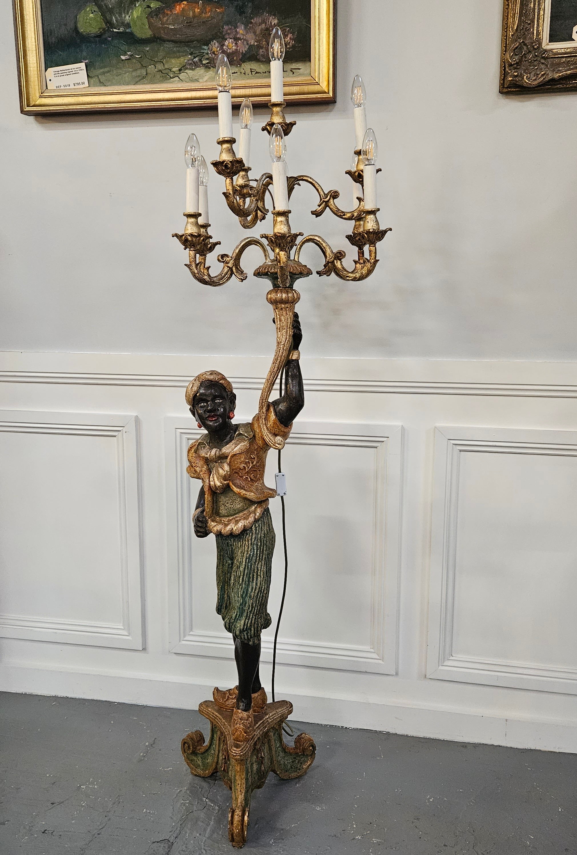 Sourced From France 10 Arm Blackamoor Floor Lamp | Antique & Vintage | Moonee Ponds Antiques | Australia Wide Delivery