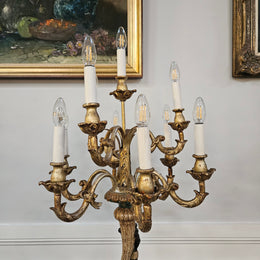 Sourced From France 10 Arm Blackamoor Floor Lamp