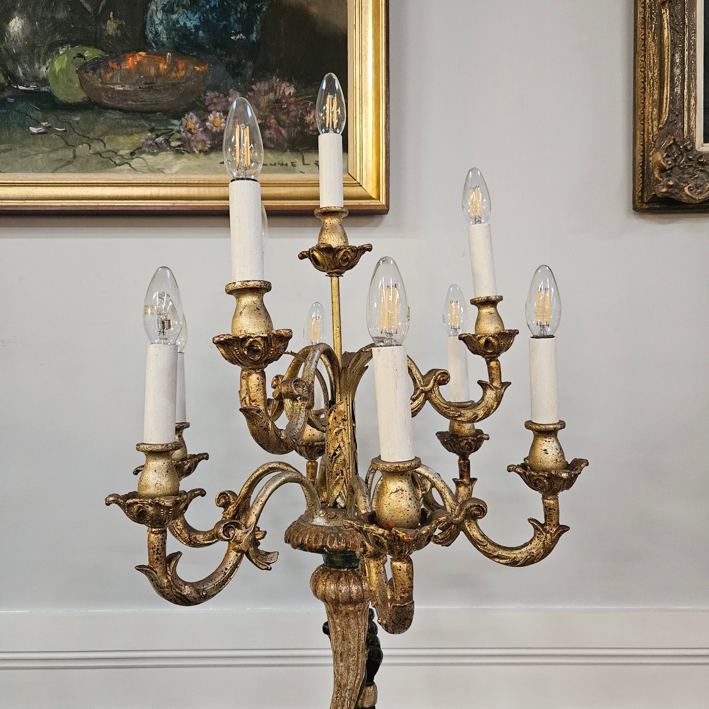 Sourced From France 10 Arm Blackamoor Floor Lamp