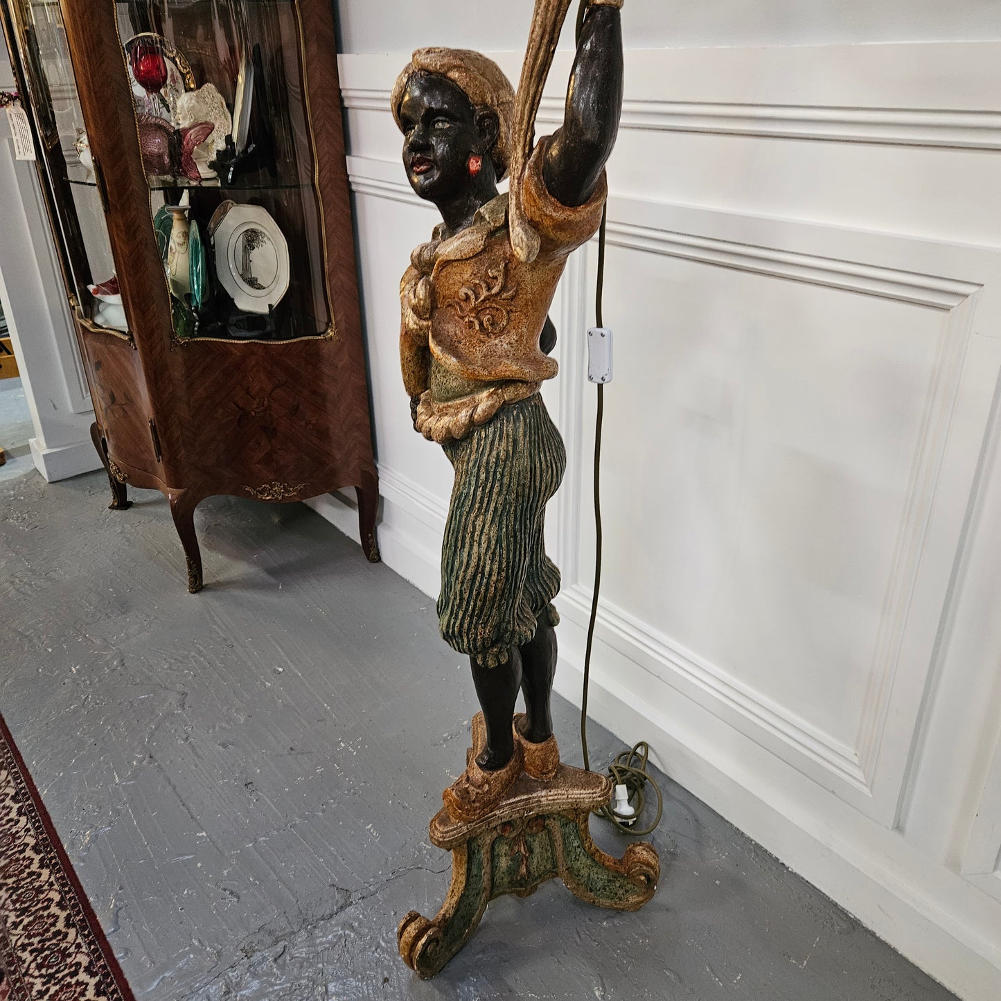 Sourced From France 10 Arm Blackamoor Floor Lamp