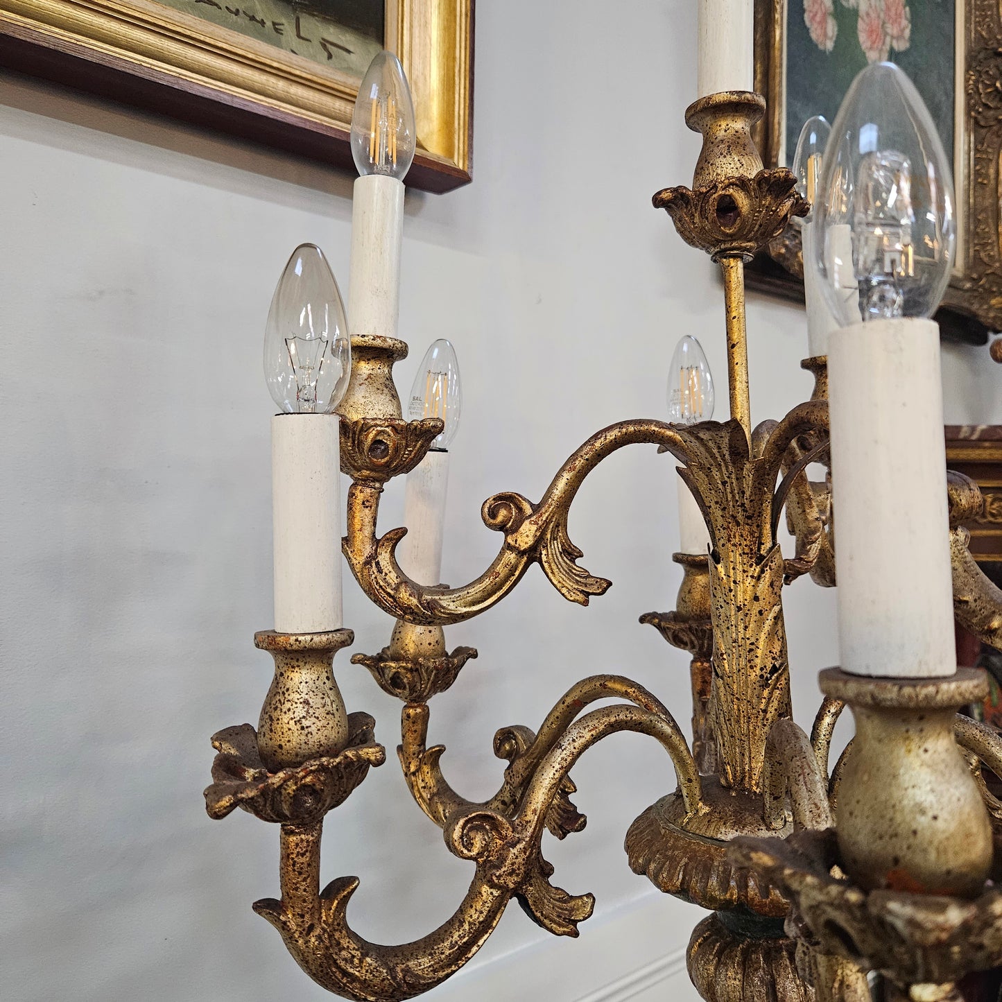 Sourced From France 10 Arm Blackamoor Floor Lamp