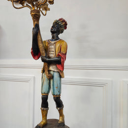 Sourced From France 3 Light Blackamoor Floor Lamp
