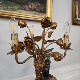 Sourced From France 3 Light Blackamoor Floor Lamp