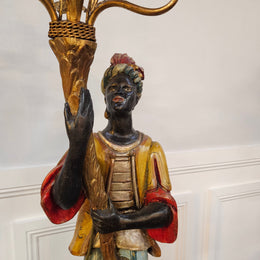 Sourced From France 3 Light Blackamoor Floor Lamp