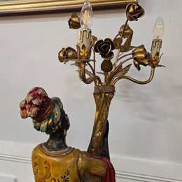 Sourced From France 3 Light Blackamoor Floor Lamp