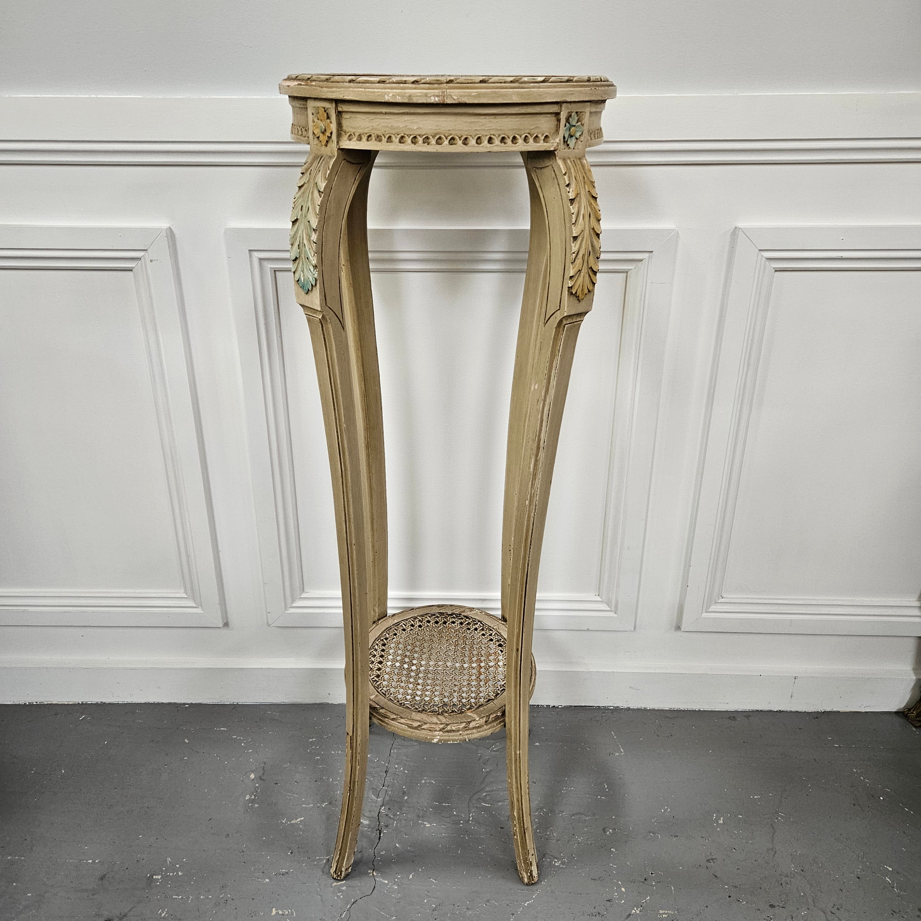 French Antique Hand-Painted Inset Marble Top Pedestal | Antique & Vintage | Moonee Ponds Antiques | Australia Wide Delivery