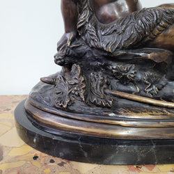 Signed Egisto Rossi Bronze Bacchus Child Holding Chalice | Antique & Vintage | Moonee Ponds Antiques | Australia Wide Delivery