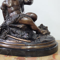 Signed Egisto Rossi Bronze Bacchus Child Holding Chalice | Antique & Vintage | Moonee Ponds Antiques | Australia Wide Delivery