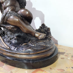 Signed Egisto Rossi Bronze Bacchus Child Holding Chalice | Antique & Vintage | Moonee Ponds Antiques | Australia Wide Delivery