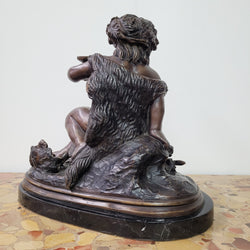 Signed Egisto Rossi Bronze Bacchus Child Holding Chalice | Antique & Vintage | Moonee Ponds Antiques | Australia Wide Delivery