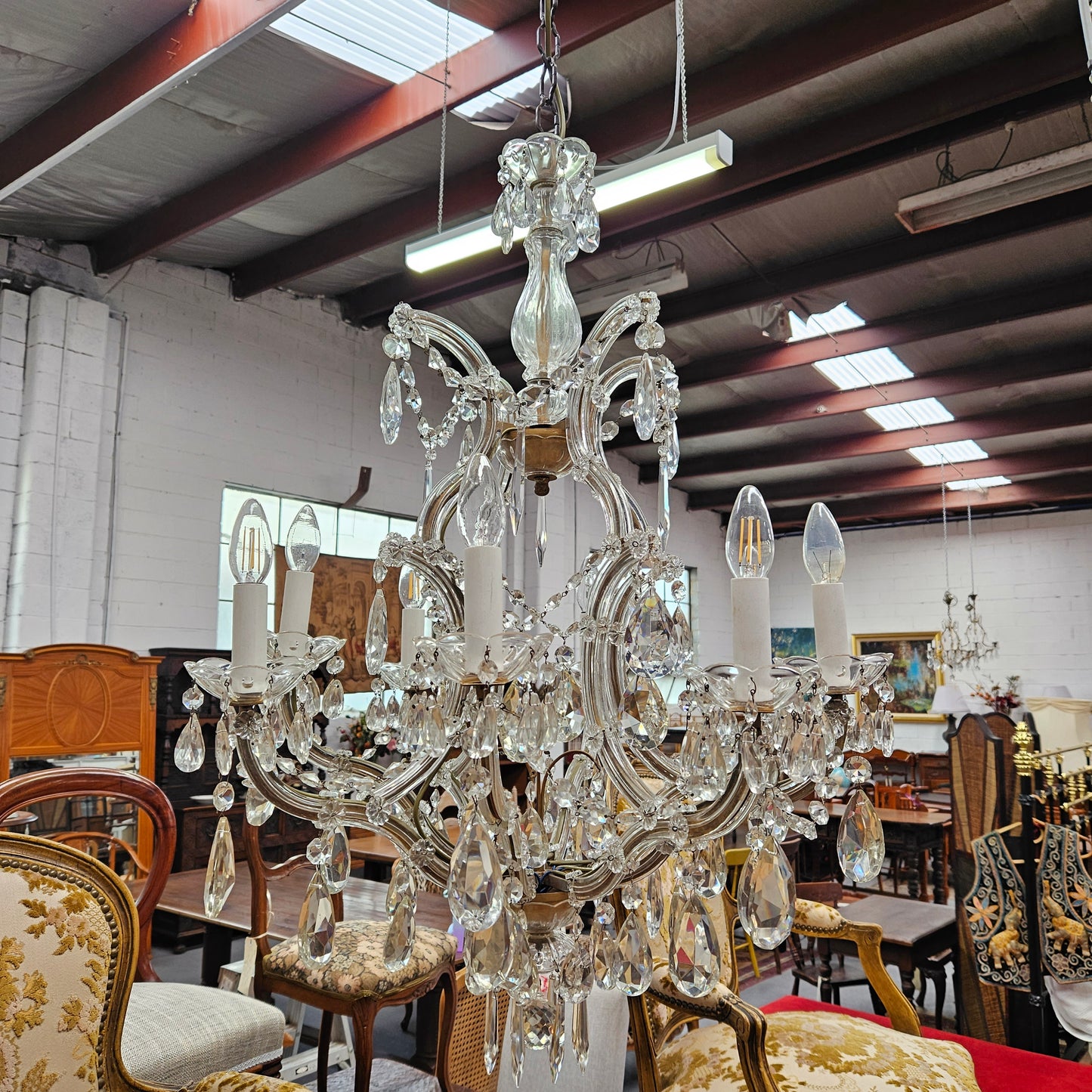Beautiful French Crystal Bird Cage Chandelier