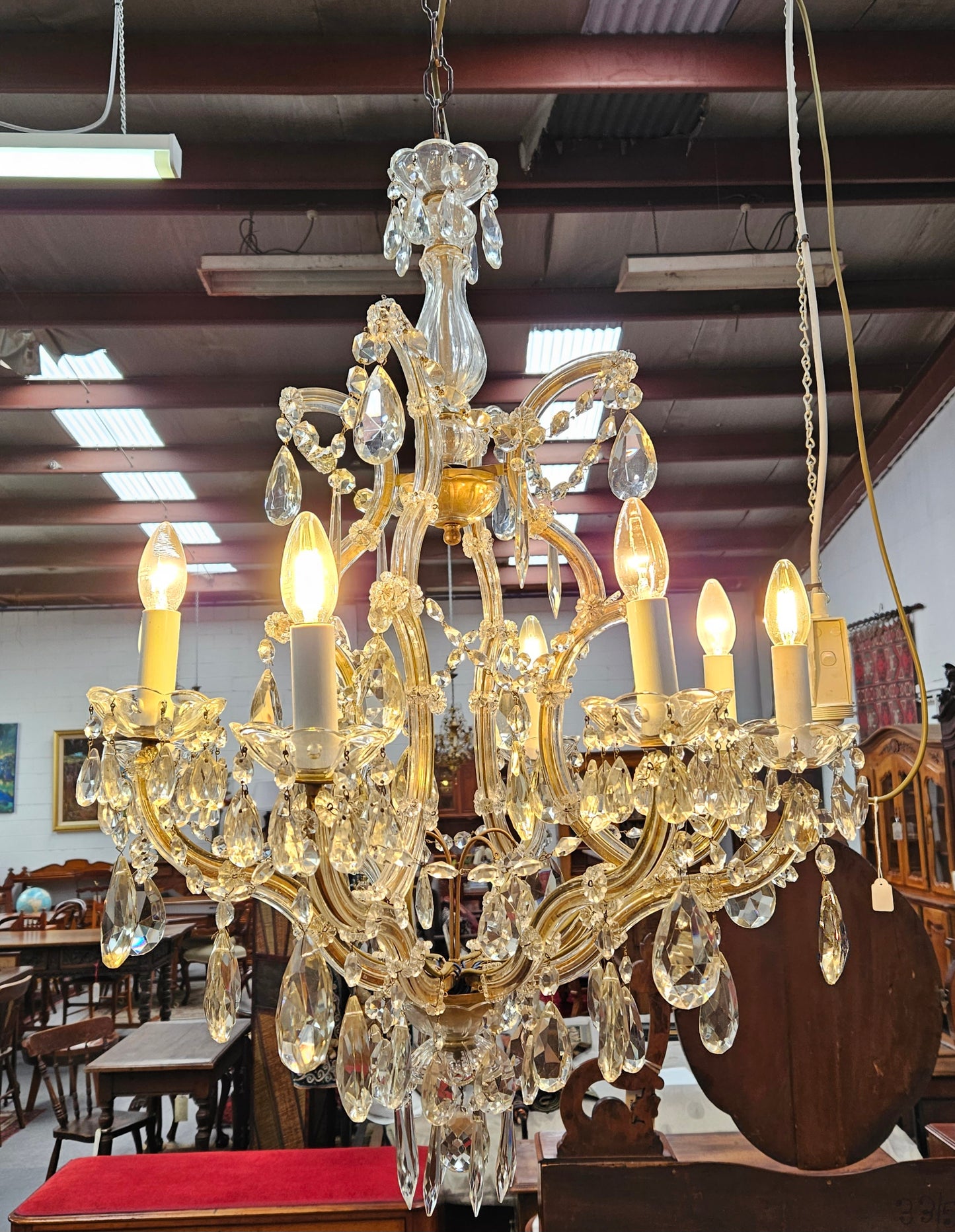 Beautiful French Crystal Bird Cage Chandelier