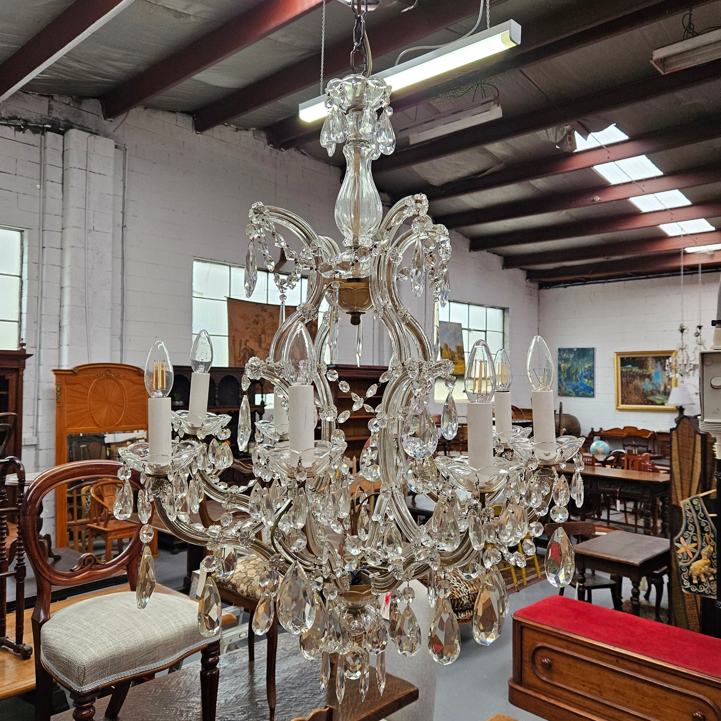 Beautiful French Crystal Bird Cage Chandelier
