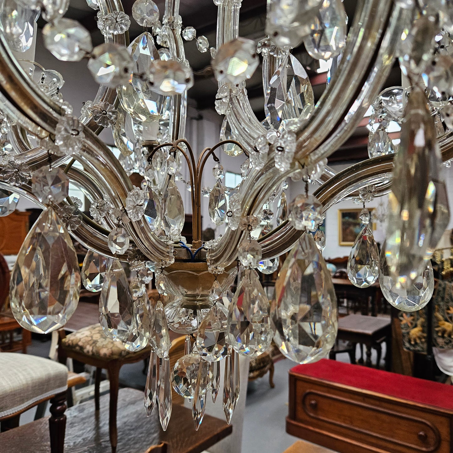 Beautiful French Crystal Bird Cage Chandelier