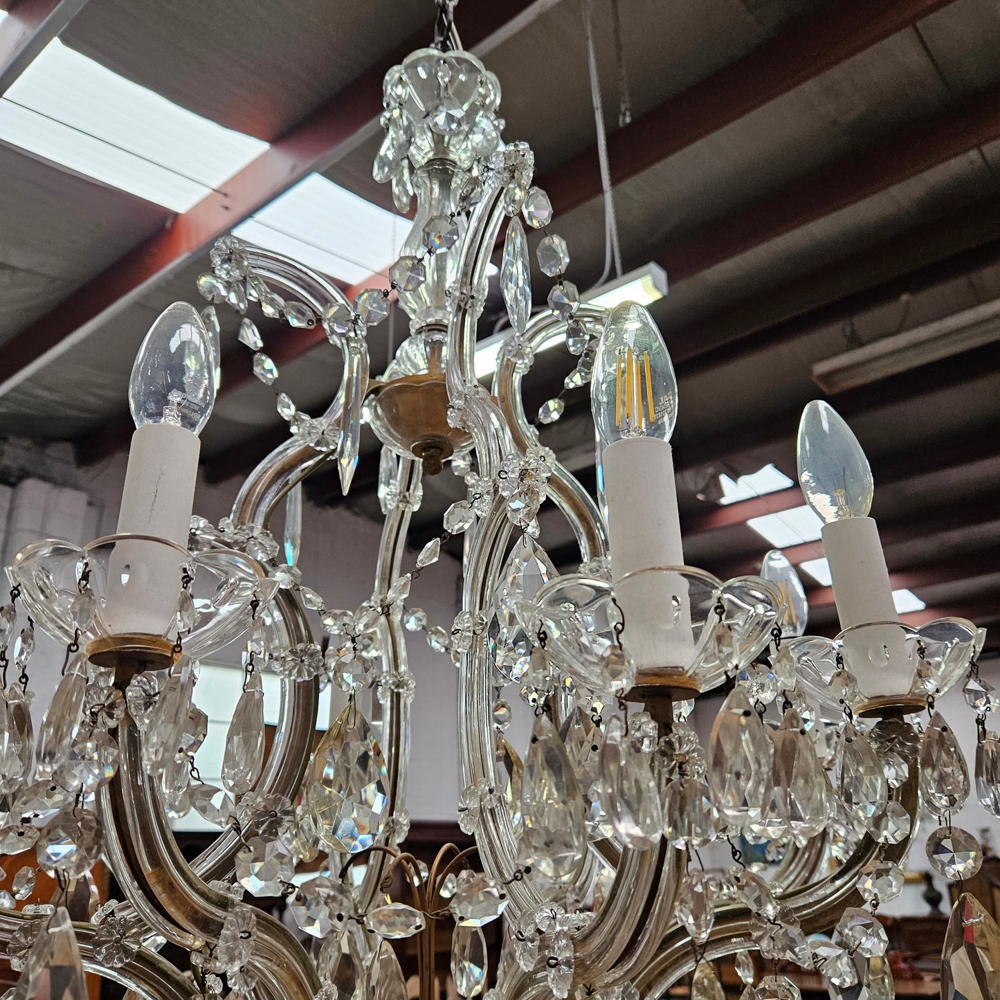 Beautiful French Crystal Bird Cage Chandelier