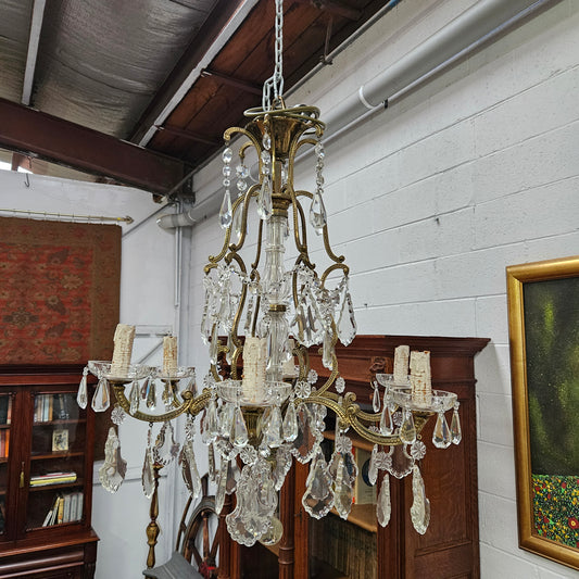 Late 19th Century French Bronze And Crystal Chandelier