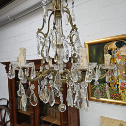 Late 19th Century French Bronze And Crystal Chandelier