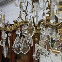 Late 19th Century French Bronze And Crystal Chandelier