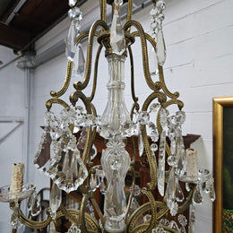Late 19th Century French Bronze And Crystal Chandelier