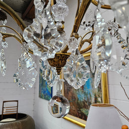 Rare Pair Of Crystal And Gilt Bronze Chandeliers