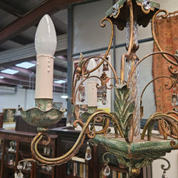 Petite Italian Painted Metal Chandelier | Antique & Vintage | Moonee Ponds Antiques | Australia Wide Delivery