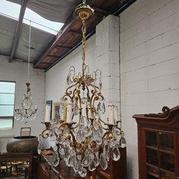Large Parisian Crystal And Gilt Bronze Chandelier