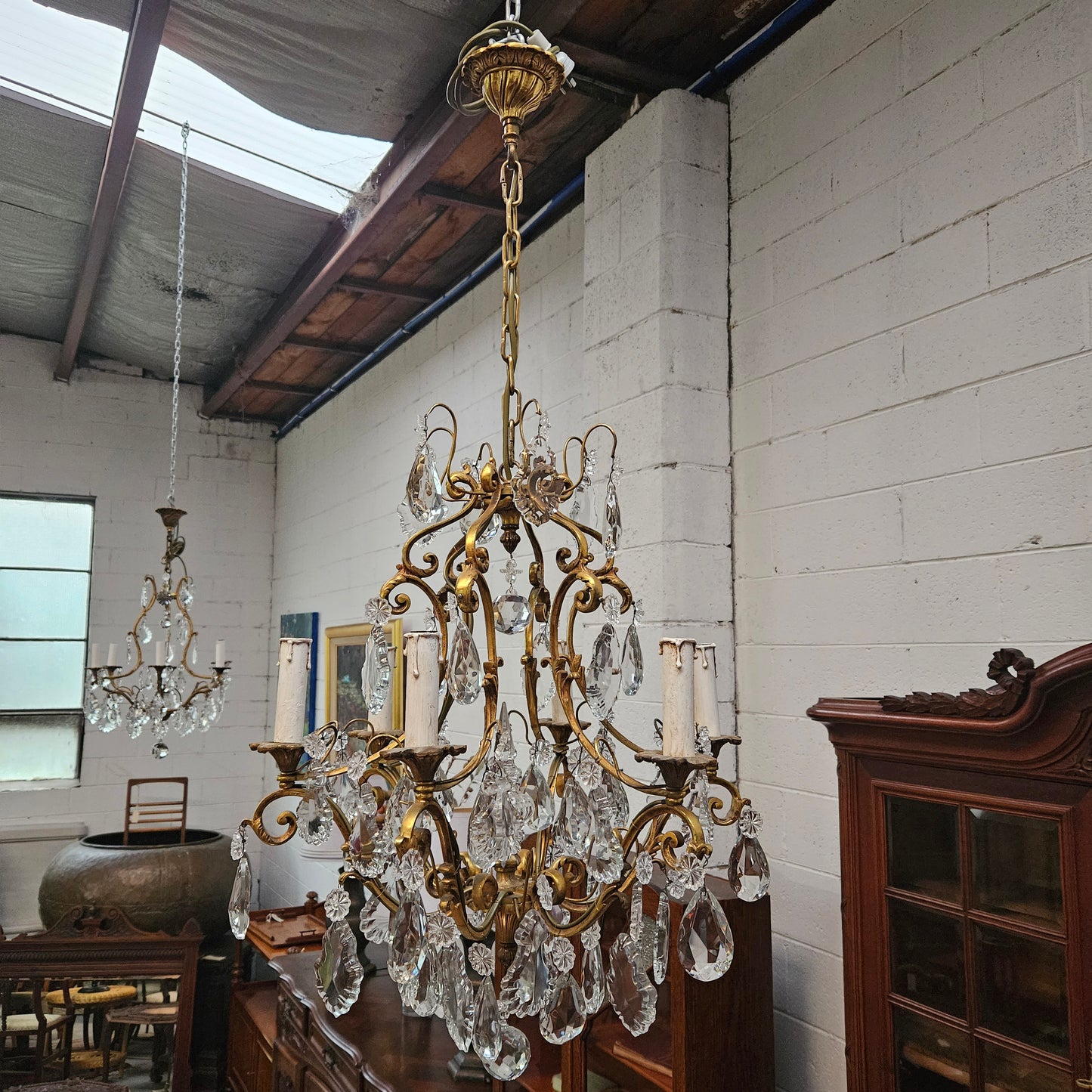 Large Parisian Crystal And Gilt Bronze Chandelier