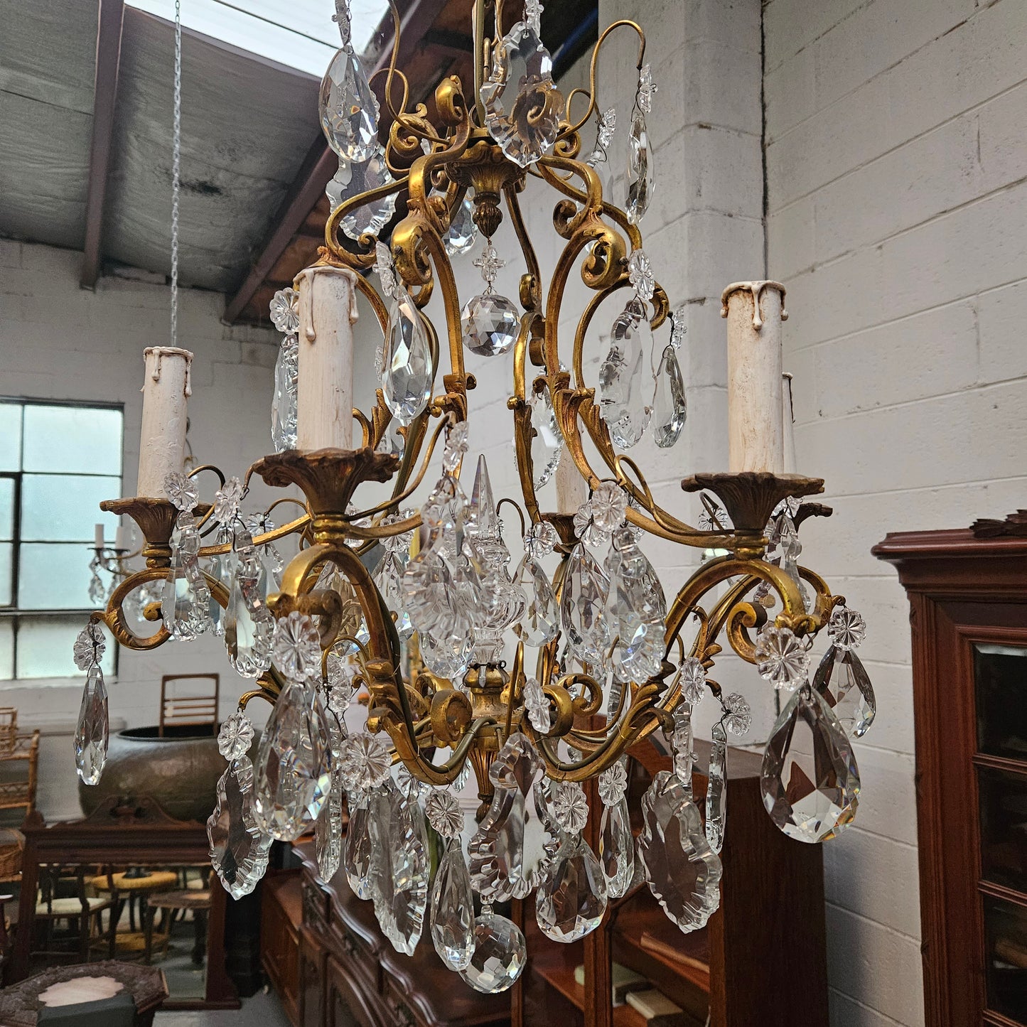 Large Parisian Crystal And Gilt Bronze Chandelier