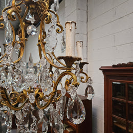 Large Parisian Crystal And Gilt Bronze Chandelier