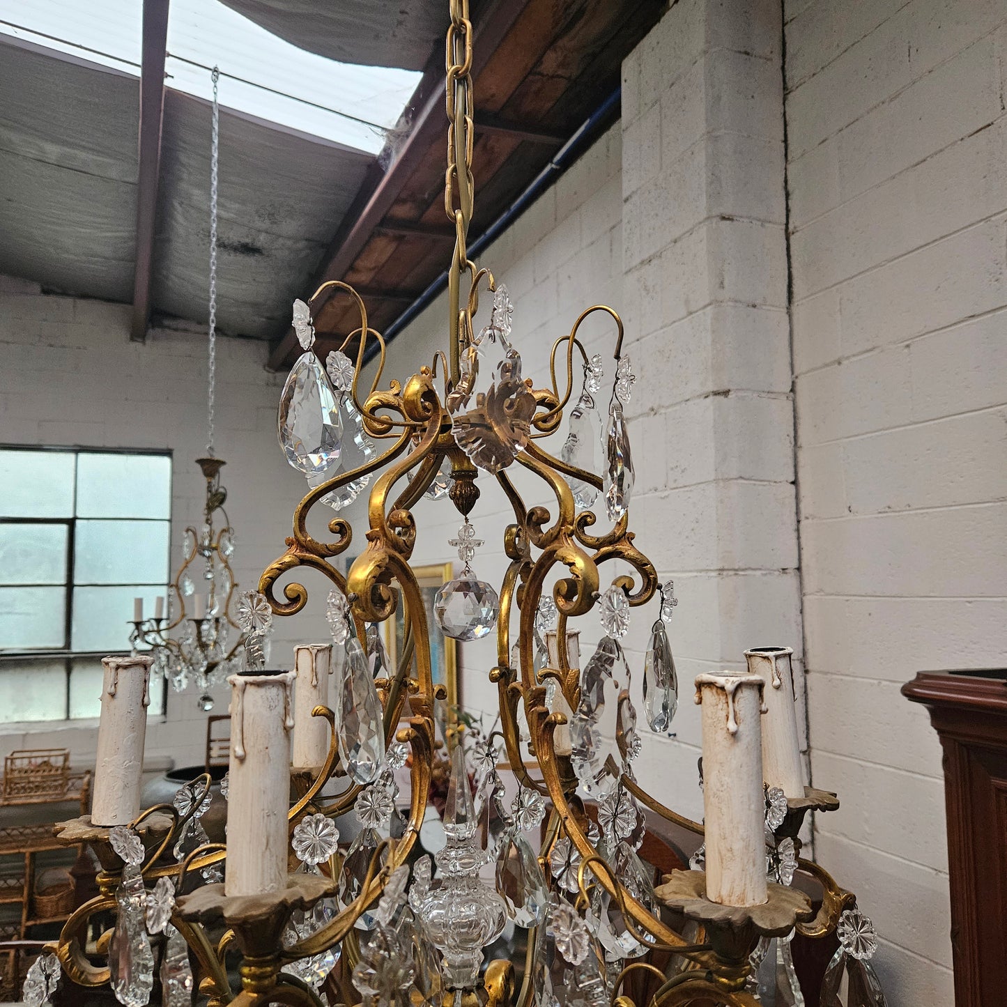 Large Parisian Crystal And Gilt Bronze Chandelier