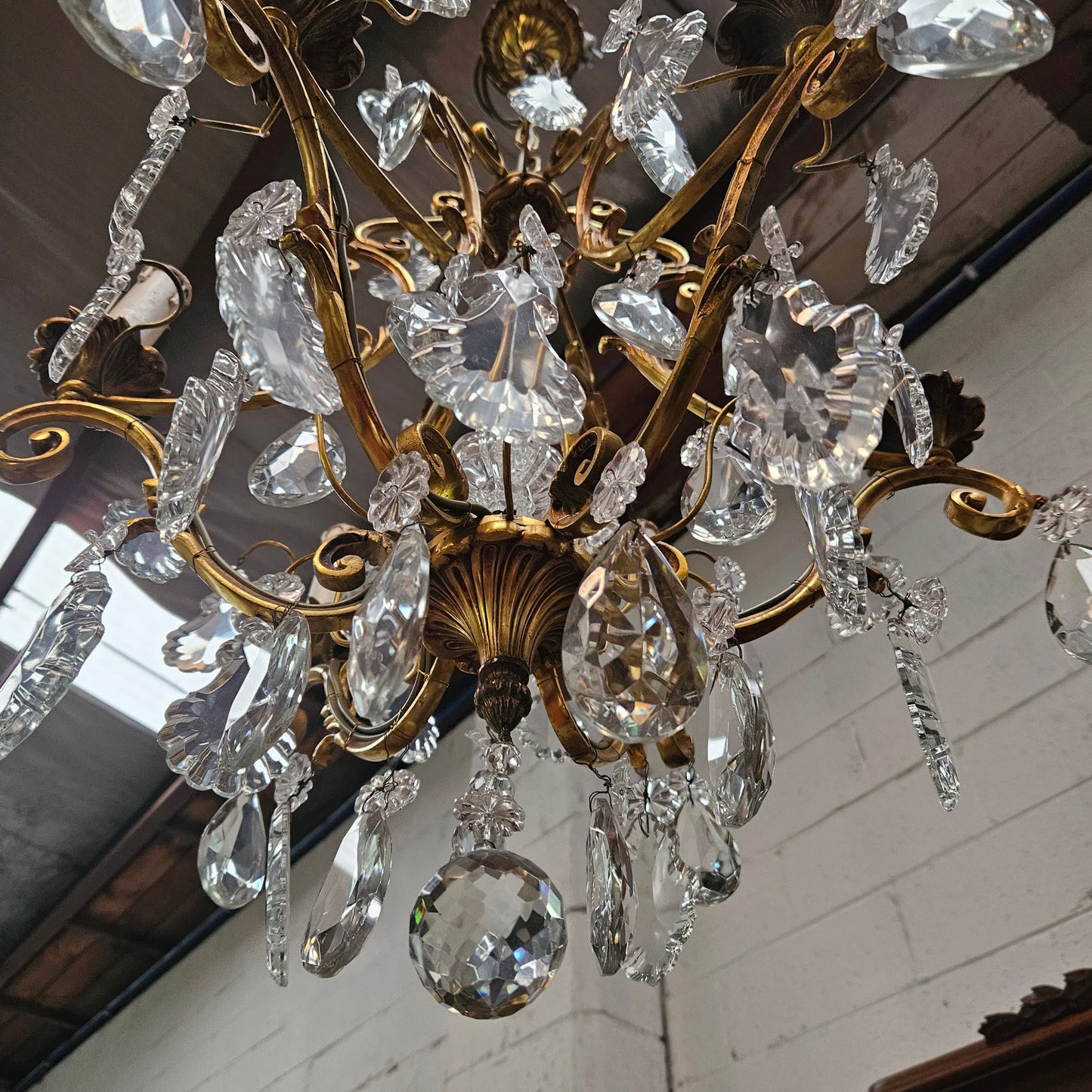 Large Parisian Crystal And Gilt Bronze Chandelier