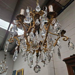 Large Parisian Crystal And Gilt Bronze Chandelier