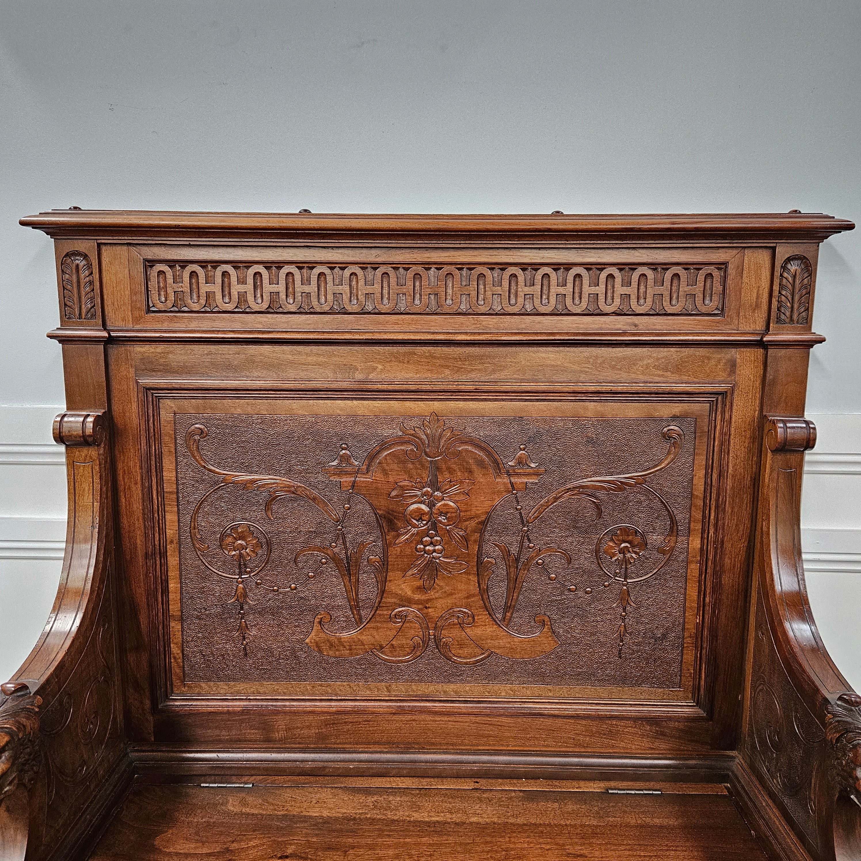 Fabulous 19th Century French Walnut Hall Seat | Antique & Vintage | Moonee Ponds Antiques | Australia Wide Delivery