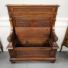 Fabulous 19th Century French Walnut Hall Seat