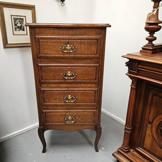 Elegant French Oak Louis XV Style Four Drawer Chest of Drawers