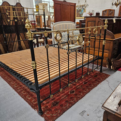 Hard to Find 19the Century King Size Cast Iron & Brass Bed Frame | Antique & Vintage | Moonee Ponds Antiques | Australia Wide Delivery