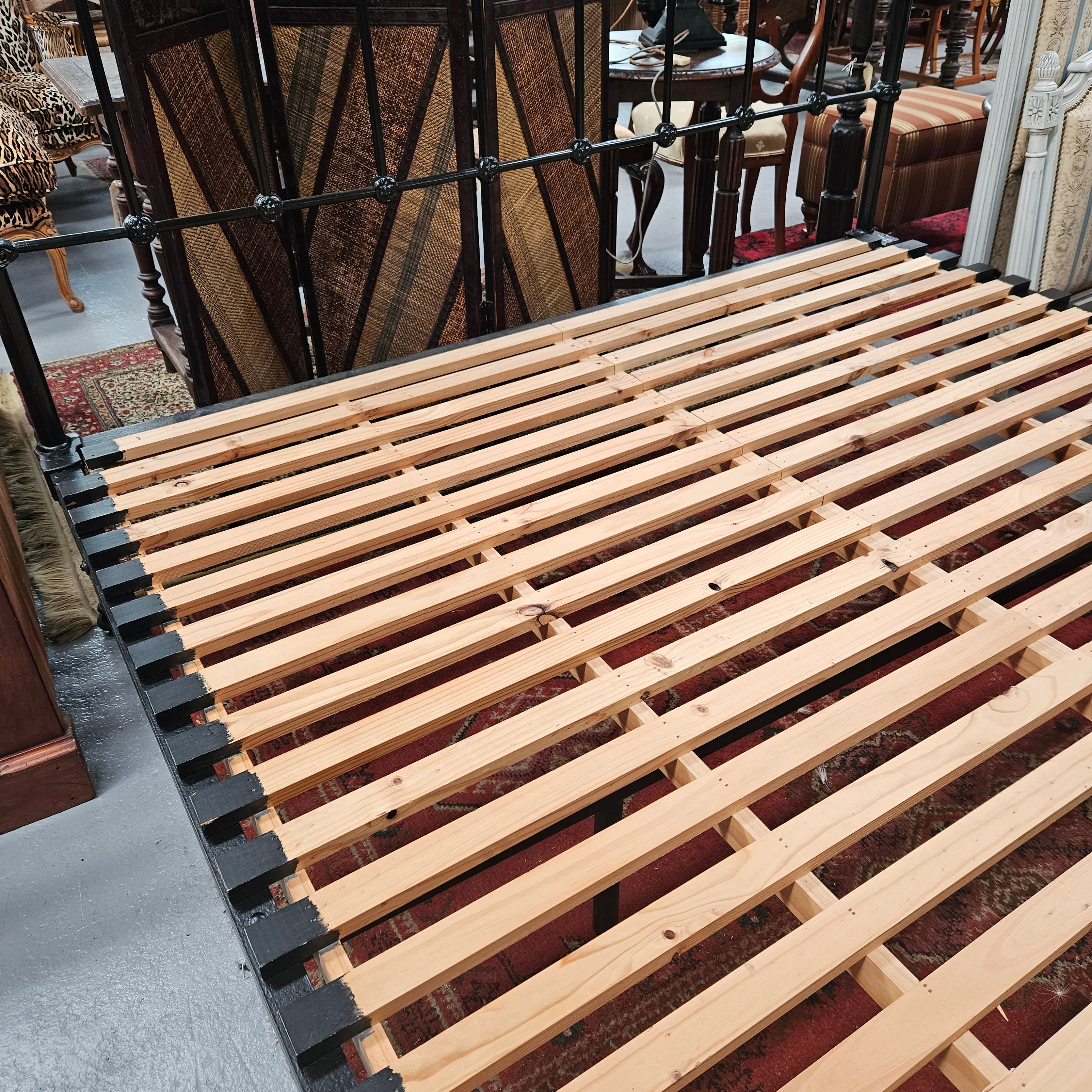 Hard to Find 19the Century King Size Cast Iron & Brass Bed Frame | Antique & Vintage | Moonee Ponds Antiques | Australia Wide