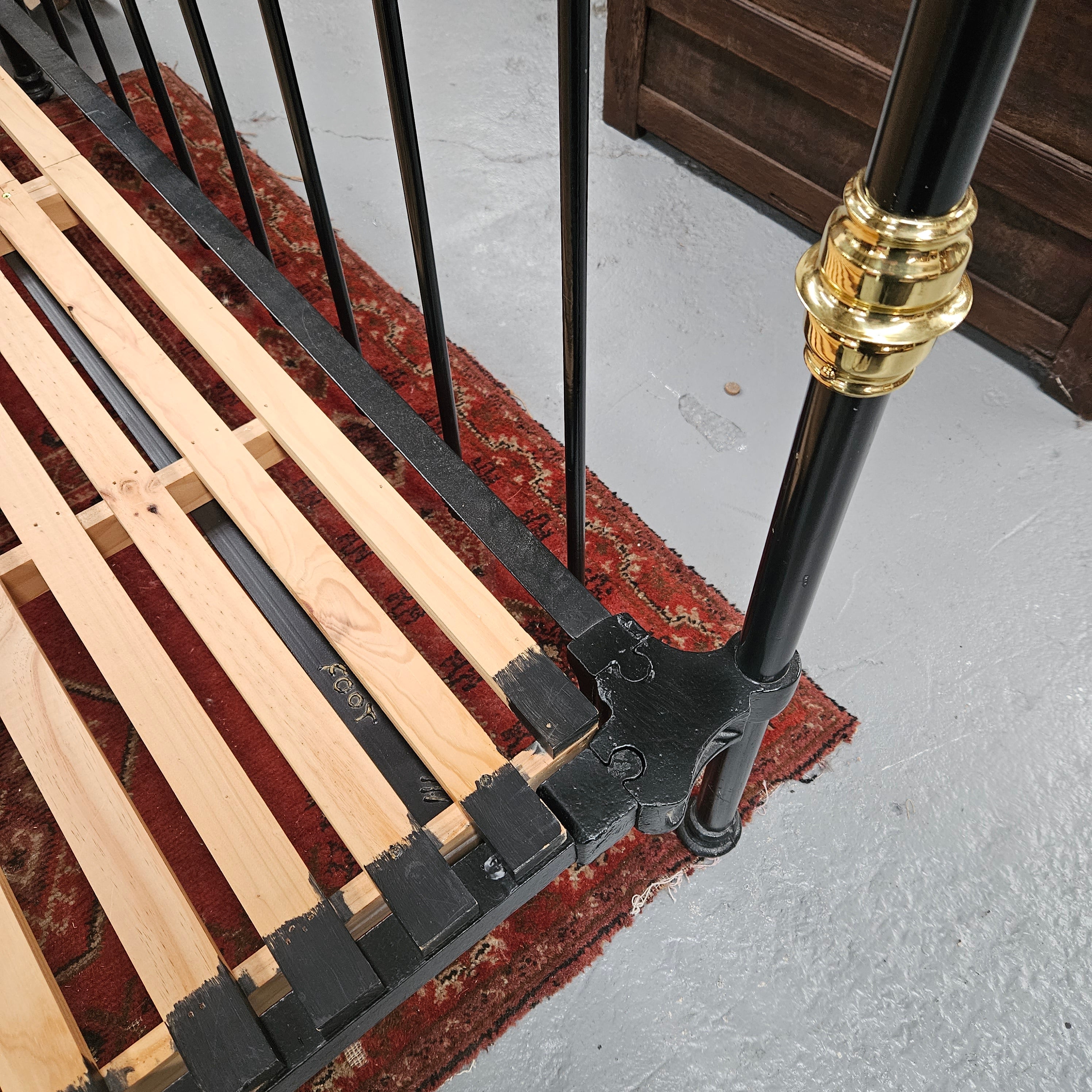 Hard to Find 19the Century King Size Cast Iron & Brass Bed Frame | Antique & Vintage | Moonee Ponds Antiques | Australia Wide