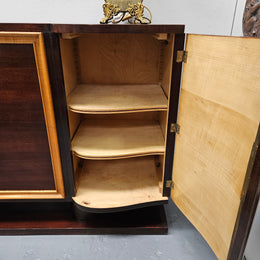 Grand Jules Leleu Style French Art Deco Walnut Four Door Buffet