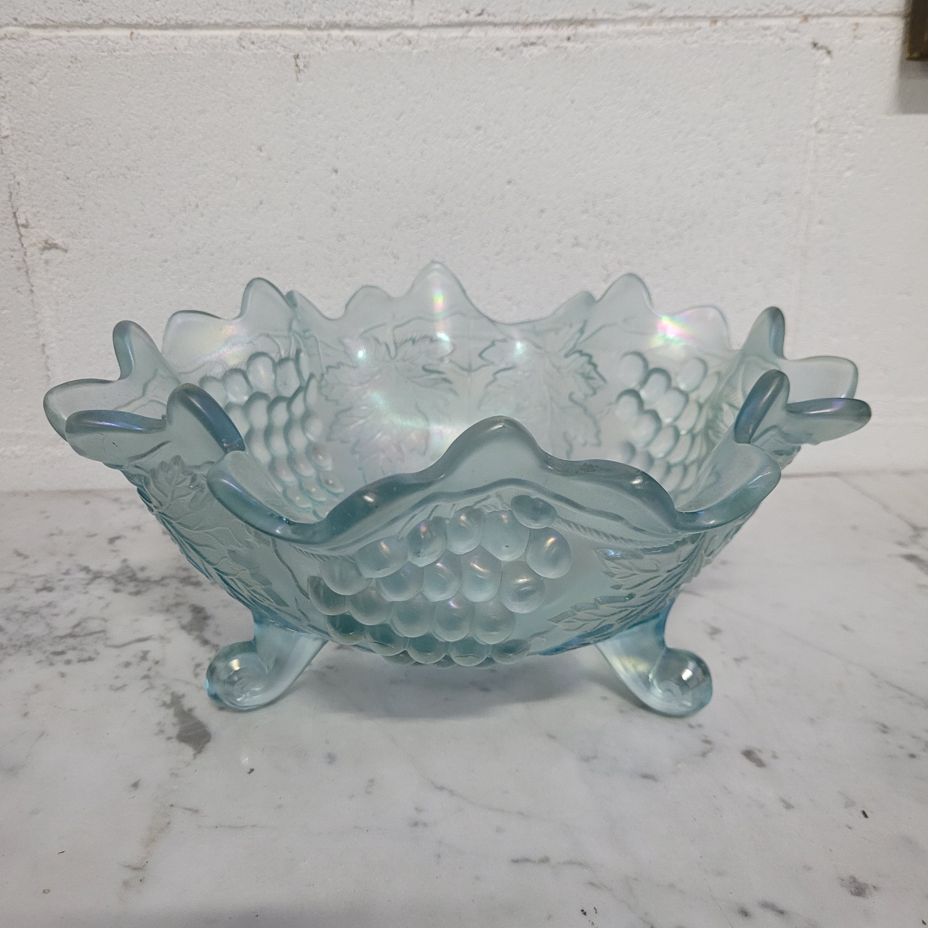 Rare Northwood Ice Blue Grape & Cable Bowl | Antique & Vintage | Moonee Ponds Antiques | Australia Wide Delivery