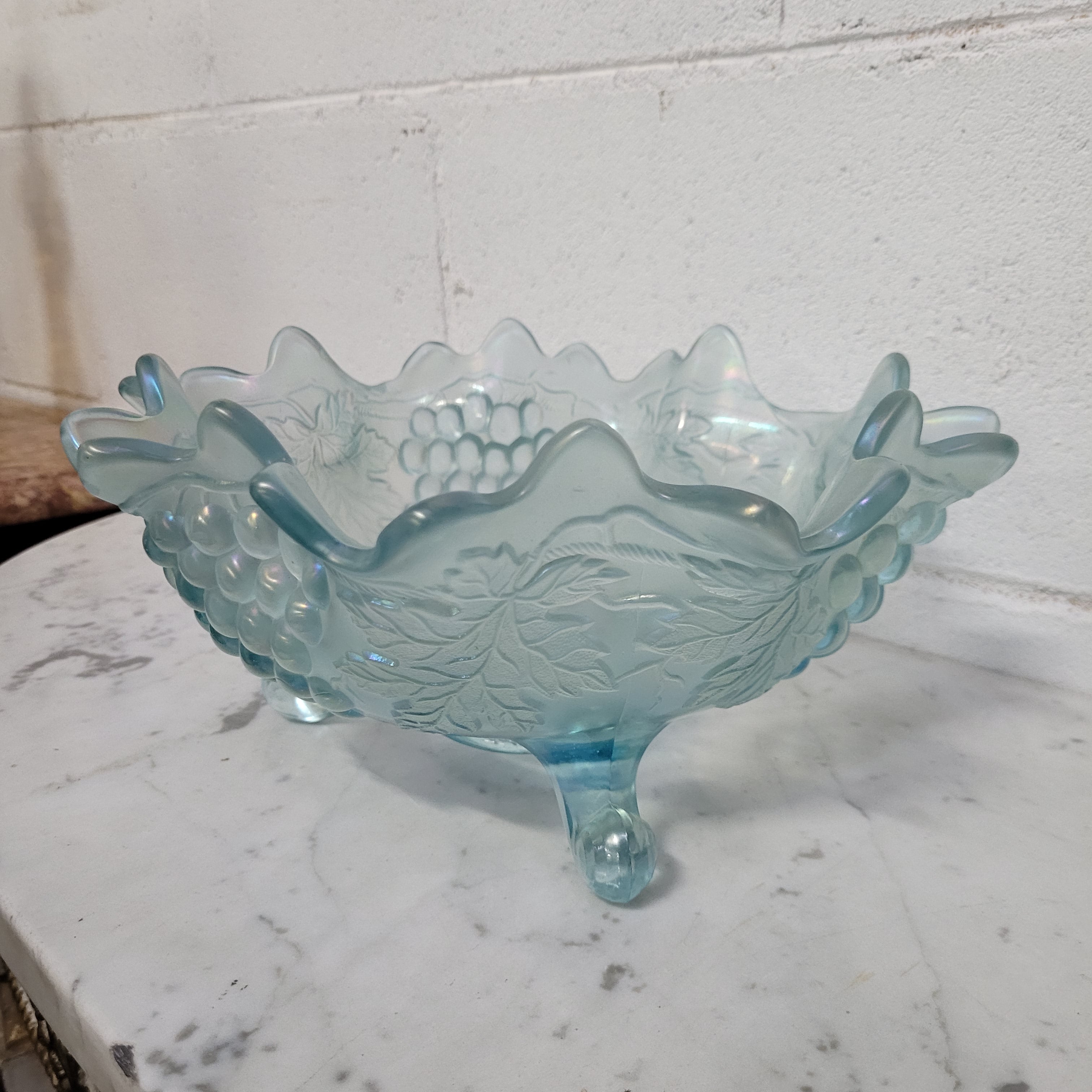 Rare Northwood Ice Blue Grape & Cable Bowl | Antique & Vintage | Moonee Ponds Antiques | Australia Wide Delivery